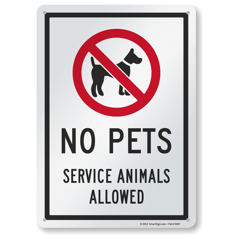 SmartSign 14 x 10 inch â€œNo Pets - Service Animals Allowedâ€ Metal Sign, 40 mil Laminated Rustproof Aluminum, Red, Black and White, Made in USA - Image 1
